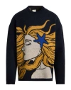Emporio Armani Man Sweater Midnight Blue Size L Wool, Polyamide In Black