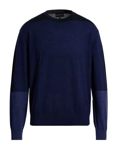 Emporio Armani Man Sweater Midnight Blue Size S Virgin Wool, Polyamide, Elastane