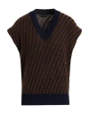 Emporio Armani Man Sweater Navy Size L Wool, Acrylic, Polyamide, Alpaca Wool, Virgin Wool In Brown