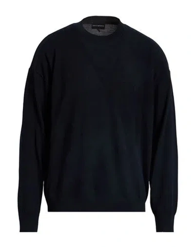Emporio Armani Man Sweater Navy Size M Virgin Wool In Blue