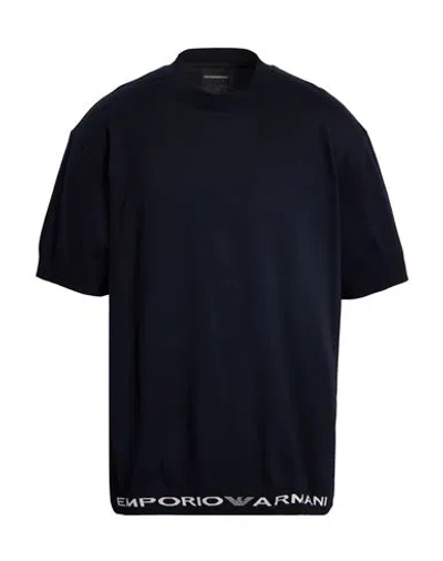 Emporio Armani Man Sweater Navy Size Xl Cotton In Blue