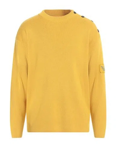 Emporio Armani Man Sweater Ocher Size L Wool, Polyamide, Viscose, Cashmere In Yellow
