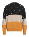 Emporio Armani Man Sweater Marigold Size S Wool, Polyamide In Yellow