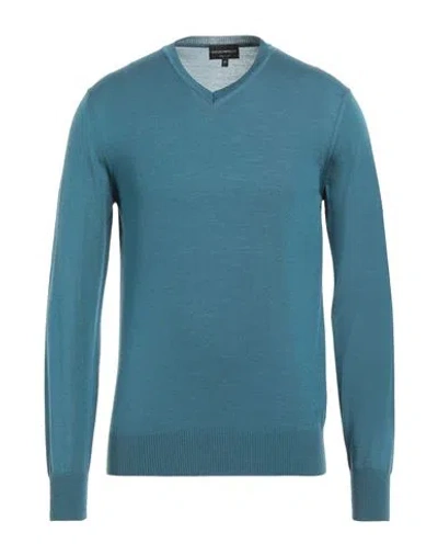 Emporio Armani Man Sweater Pastel Blue Size 50 Virgin Wool