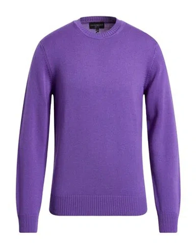 Emporio Armani Man Sweater Purple Size L Virgin Wool