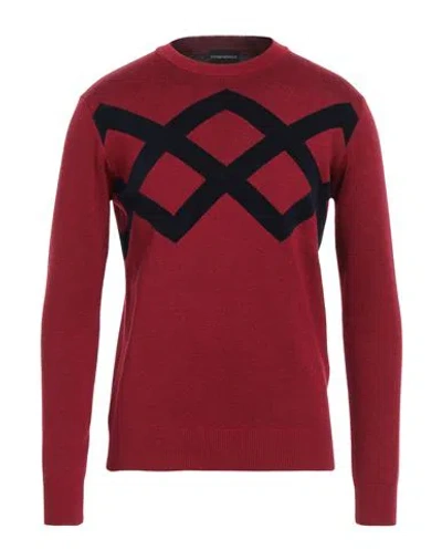 Emporio Armani Man Sweater Red Size Xl Virgin Wool, Acrylic, Cotton, Viscose In Red