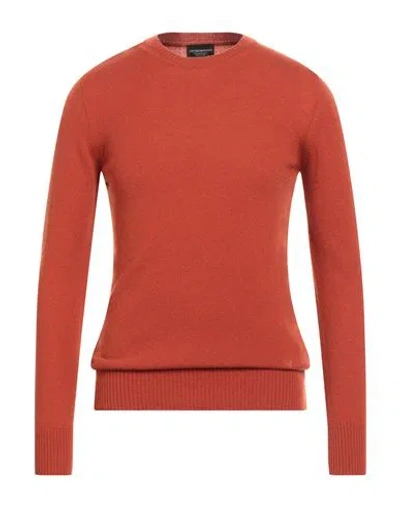 Emporio Armani Man Sweater Rust Size L Cashmere In Orange