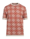 Emporio Armani Man Sweater Rust Size L Cotton In Red