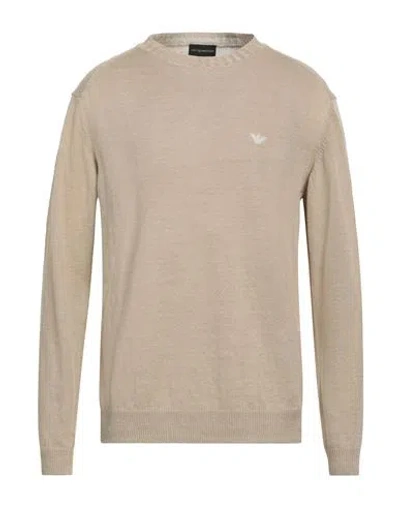 Emporio Armani Man Sweater Sand Size L Linen In Beige