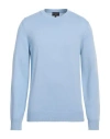 Emporio Armani Man Sweater Sky Blue Size L Virgin Wool