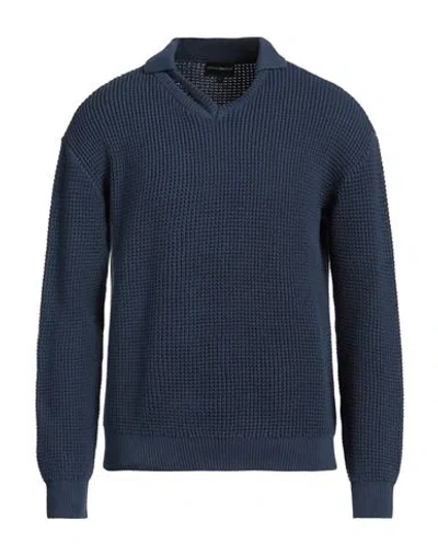 Emporio Armani Man Sweater Slate Blue Size L Cotton