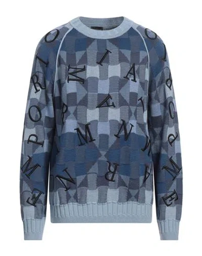 Emporio Armani Man Sweater Slate Blue Size Xxl Virgin Wool, Acrylic In Blue