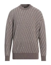 Emporio Armani Man Sweater Taupe Size L Wool, Acrylic, Polyamide, Alpaca Wool In Grey