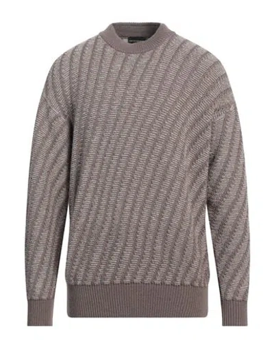 Emporio Armani Man Sweater Taupe Size L Wool, Acrylic, Polyamide, Alpaca Wool In Grey