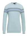 Emporio Armani Man Sweater Turquoise Size L Virgin Wool In Blue