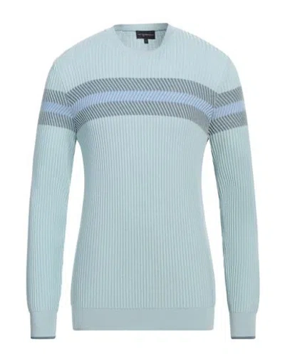 Emporio Armani Man Sweater Turquoise Size L Virgin Wool In Blue