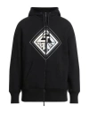 Emporio Armani Printed Cotton-fleece Hoodie In Black