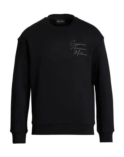 Emporio Armani Man Sweatshirt Black Size L Cotton, Modal