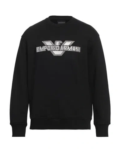 Emporio Armani Man Sweatshirt Black Size L Cotton, Modal, Elastane