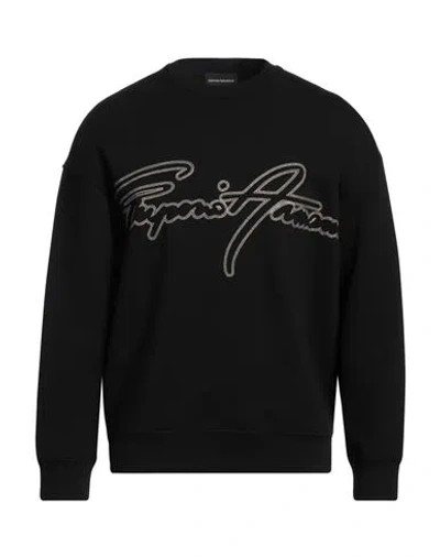 Emporio Armani Man Sweatshirt Black Size M Cotton, Polyester, Elastane In Black