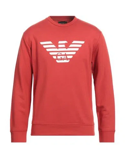 Emporio Armani Man Sweatshirt Brick Size L Modal, Cotton In Red