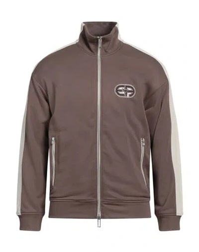 Emporio Armani Man Sweatshirt Brown Size M Cotton, Polyester