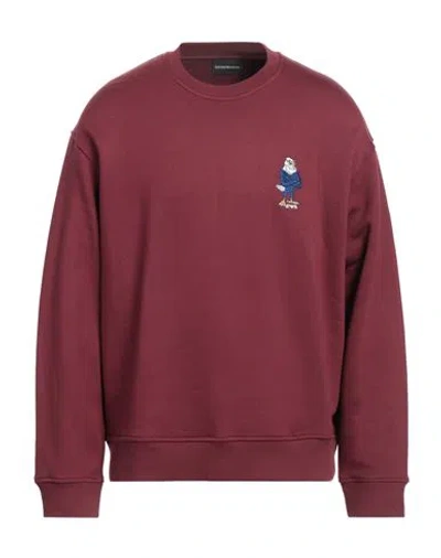 Emporio Armani Man Sweatshirt Burgundy Size Xl Modal, Cotton, Elastane In Red