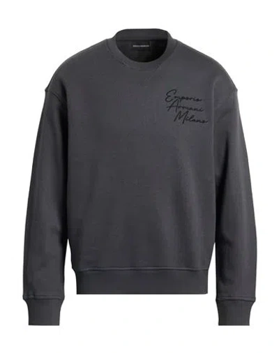 Emporio Armani Man Sweatshirt Charcoal Size L Cotton, Modal In Gray