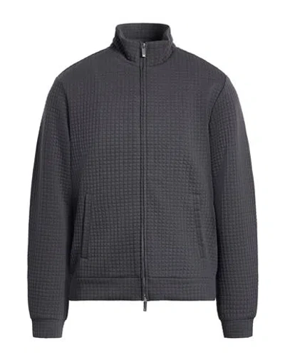 Emporio Armani Man Sweatshirt Charcoal Size L Polyester, Viscose, Elastane In Brown