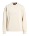 Emporio Armani Man Sweatshirt Cream Size L Cotton, Elastane In Neutral