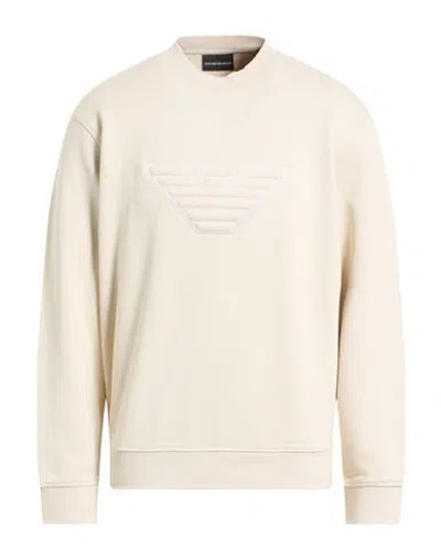 Emporio Armani Man Sweatshirt Cream Size L Cotton, Elastane In Neutral