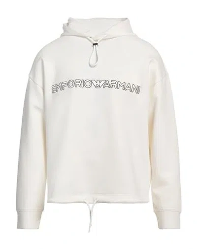 Emporio Armani Man Sweatshirt Cream Size L Cotton, Polyester, Elastane In White