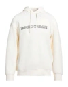 Emporio Armani Man Sweatshirt Cream Size L Cotton, Polyester, Elastane In White