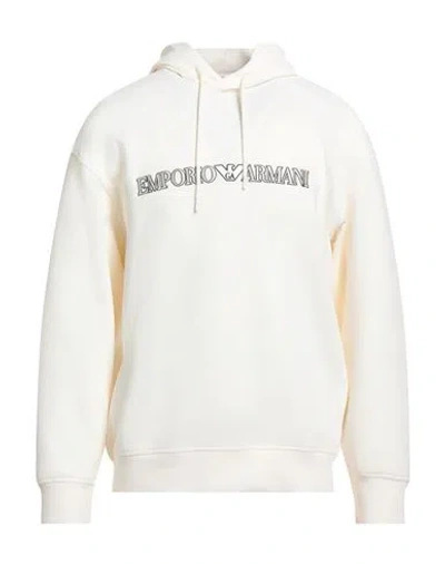 Emporio Armani Man Sweatshirt Cream Size L Cotton, Polyester, Elastane In White