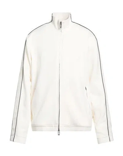 Emporio Armani Man Sweatshirt Cream Size L Cotton, Polyester, Elastane In White