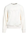 Emporio Armani Man Sweatshirt Cream Size M Cotton, Elastane In White