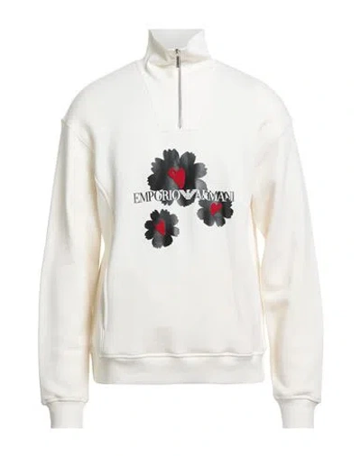 Emporio Armani Man Sweatshirt Cream Size M Cotton, Elastane In Neutral