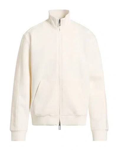 Emporio Armani Man Sweatshirt Cream Size S Cotton, Polyester, Elastane In White