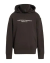 Emporio Armani Man Sweatshirt Dark Brown Size L Cotton, Elastane In Gray