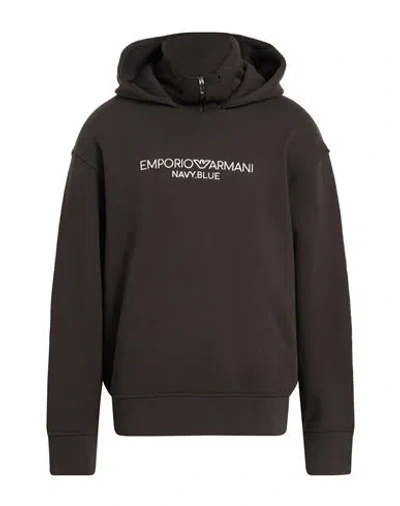 Emporio Armani Man Sweatshirt Dark Brown Size L Cotton, Elastane In Gray