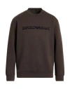 Emporio Armani Man Sweatshirt Dark Brown Size L Cotton, Polyester, Elastane In Brown