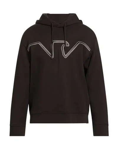 Emporio Armani Man Sweatshirt Dark Brown Size M Cotton In Black