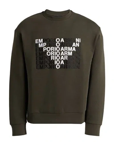 Emporio Armani Man Sweatshirt Dark Green Size Xxs Cotton, Polyester, Elastane