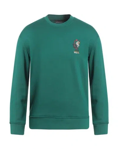 Emporio Armani Man Sweatshirt Green Size Xs Modal, Cotton, Elastane In Green
