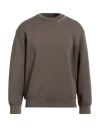 Emporio Armani Man Sweatshirt Khaki Size L Cotton, Polyester, Elastane In Beige
