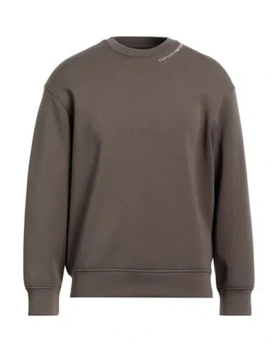Emporio Armani Man Sweatshirt Khaki Size L Cotton, Polyester, Elastane In Beige