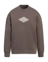 Emporio Armani Man Sweatshirt Khaki Size L Cotton, Polyester, Elastane In Beige
