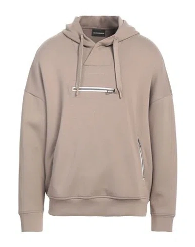 Emporio Armani Man Sweatshirt Khaki Size M Cotton, Polyester, Elastane In Beige