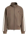 Emporio Armani Man Sweatshirt Khaki Size L Polyester, Wool, Elastane In Brown