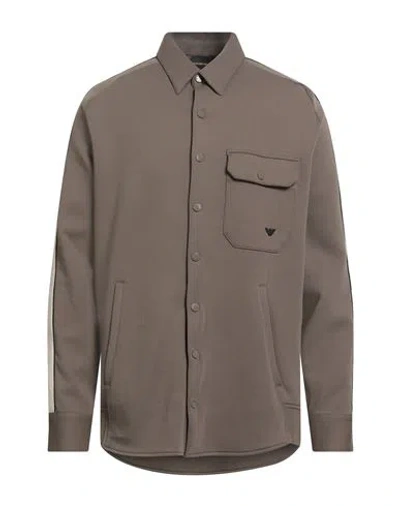Emporio Armani Man Sweatshirt Khaki Size Xl Cotton, Polyester, Elastane In Brown